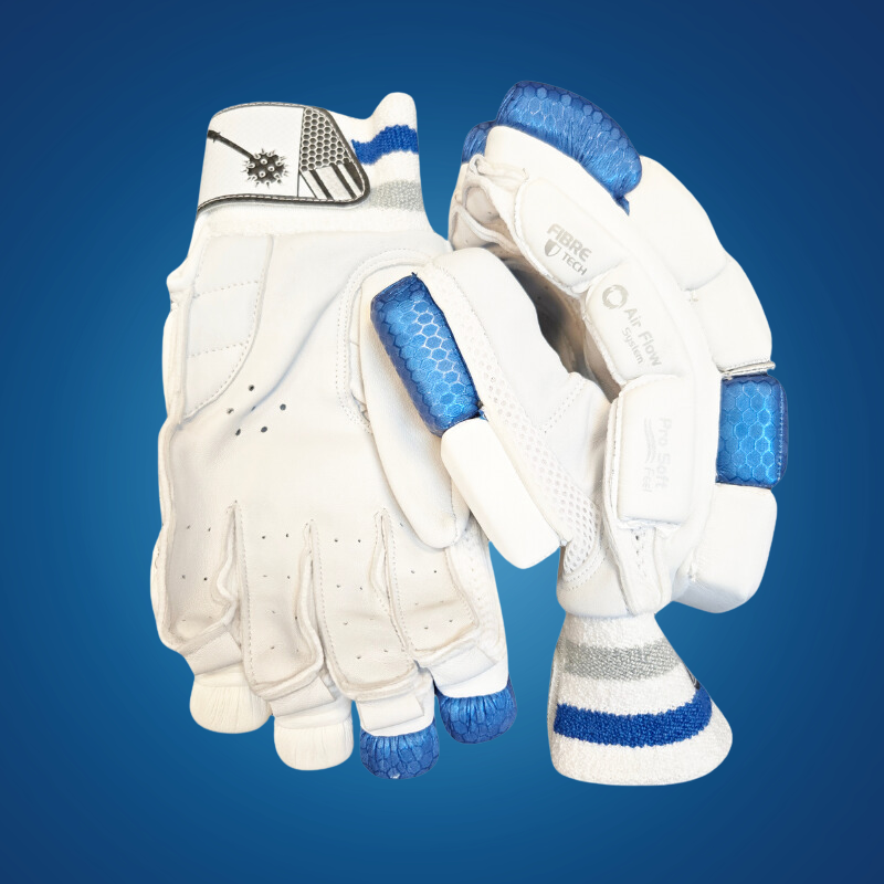 MACE ProLite Batting Gloves - Men's Premium Range - Aqua-White-Navy