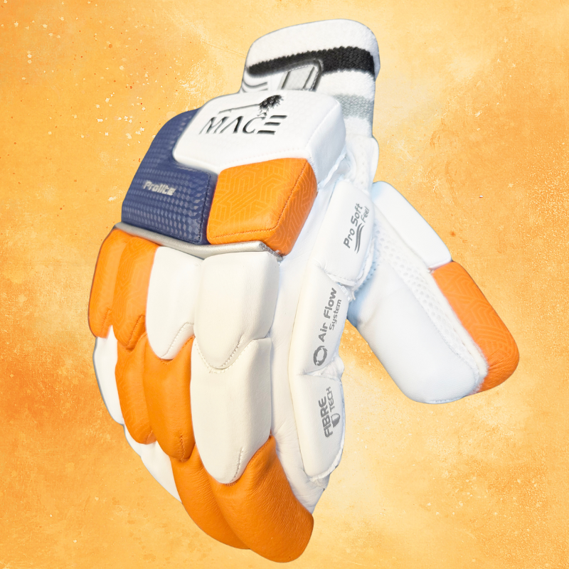 MACE ProLite Batting Gloves - Men's Premium Range - Orange-White-Navy