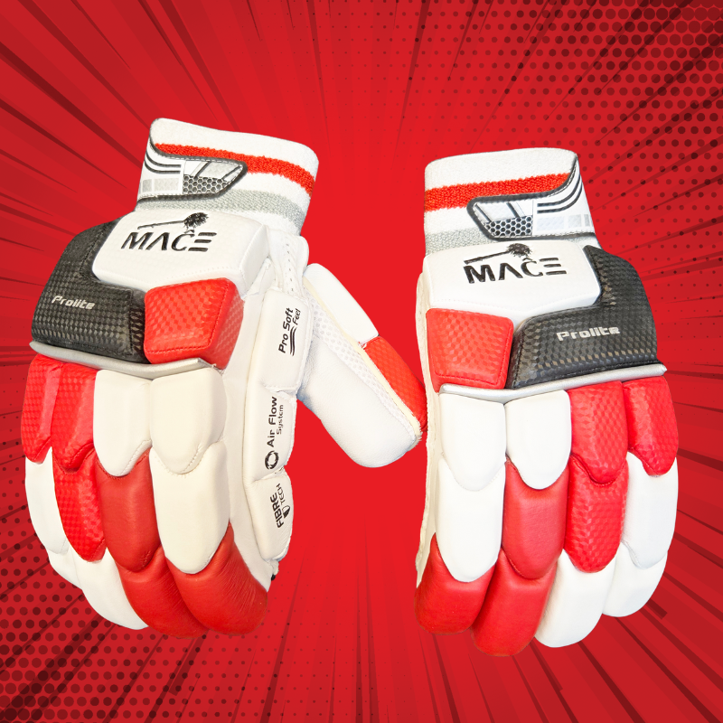 MACE ProLite Batting Gloves - Men's Premium Range - Red-White-Navy